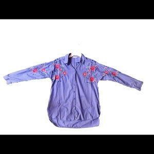 Beachlunchlounge floral embroidered button down shirt